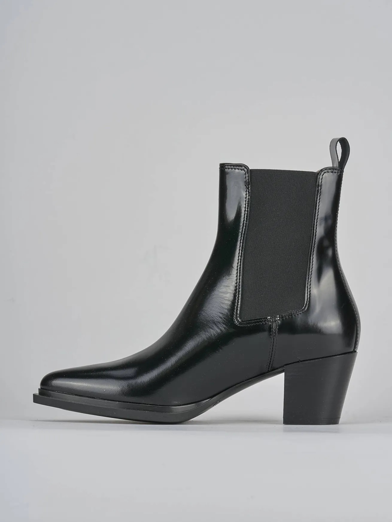 Stivaletti tacco 6cm pelle nero