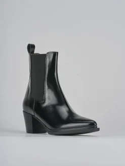 Stivaletti tacco 6cm pelle nero