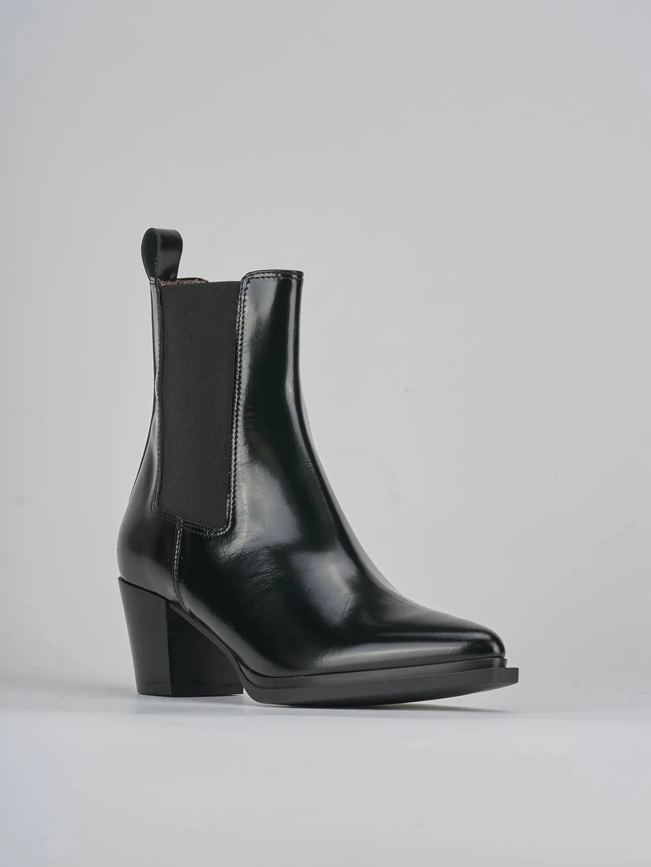 Stivaletti tacco 6cm pelle nero