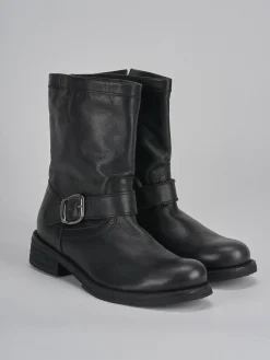 Stivaletti tacco 2cm pelle nero