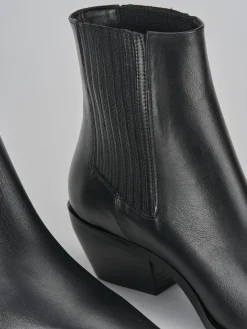 Stivaletti tacco 5cm pelle nero