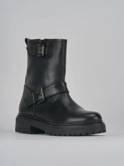 Stivaletti tacco 1cm pelle nero