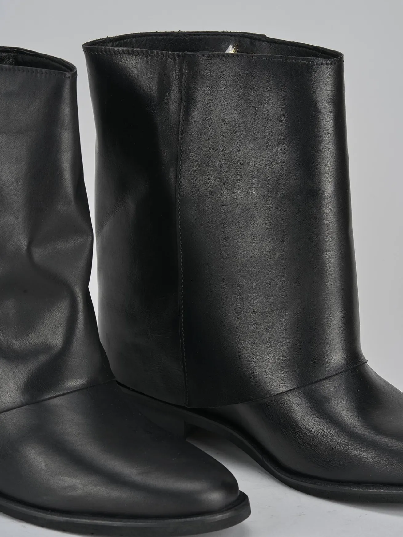 Stivaletti tacco 2cm pelle nero