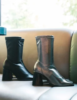 Stivaletti tacco 7cm pelle nero