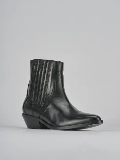 Stivaletti tacco 4cm pelle nero