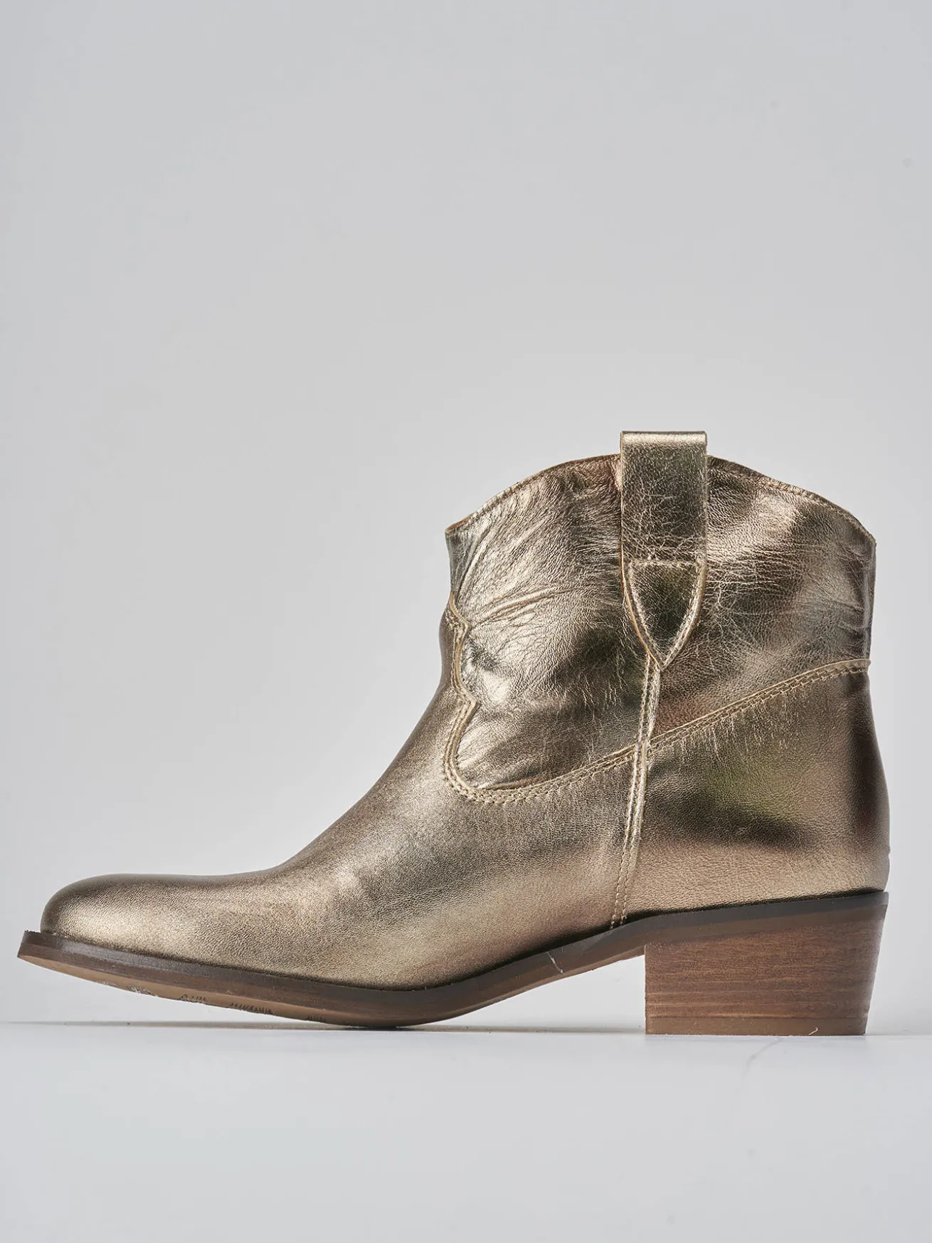 Stivaletti tacco 3cm pelle oro