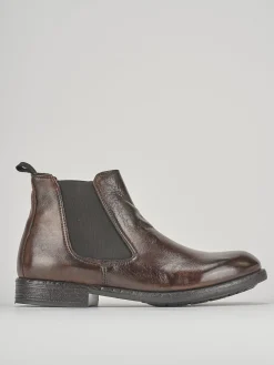 Stivaletti tacco 1cm pelle marrone