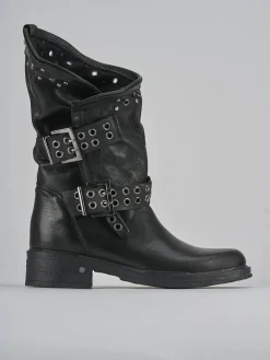 Stivaletti tacco 3cm pelle nero