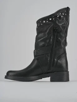 Stivaletti tacco 3cm pelle nero