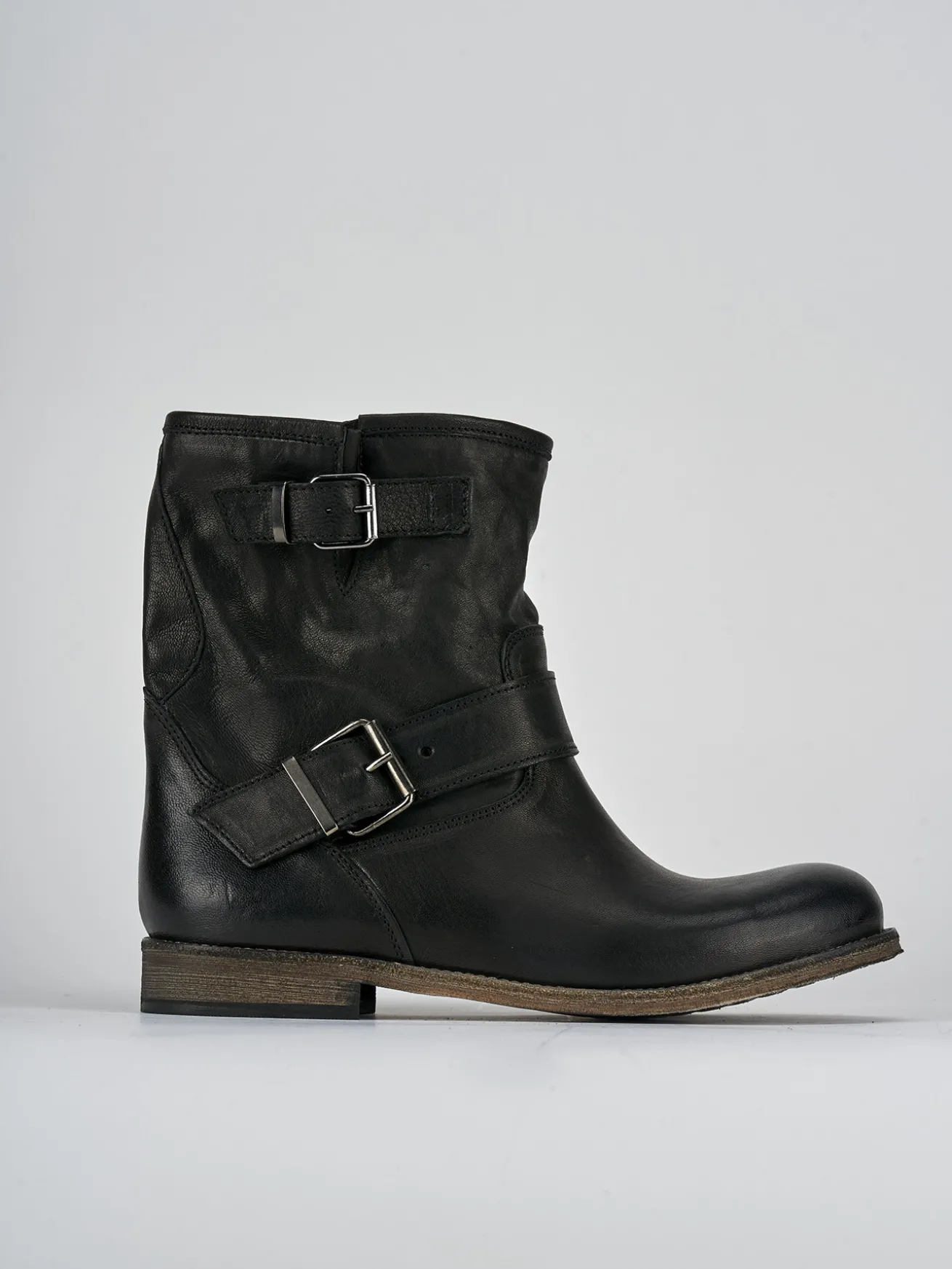 Stivaletti tacco 1cm pelle nero