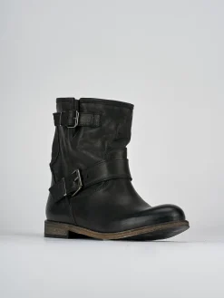 Stivaletti tacco 1cm pelle nero