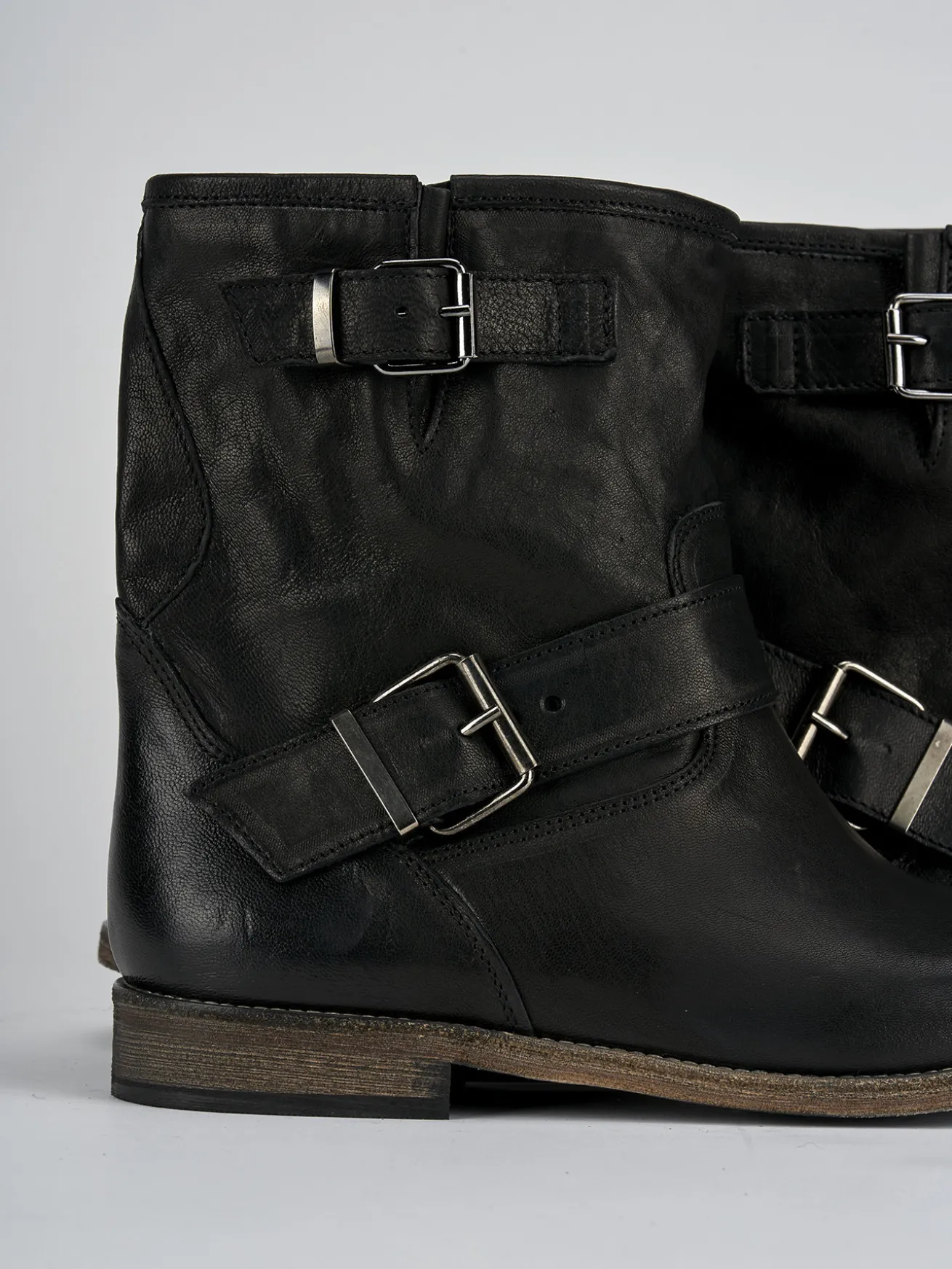 Stivaletti tacco 1cm pelle nero