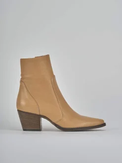 Stivaletti tacco 7cm pelle marrone