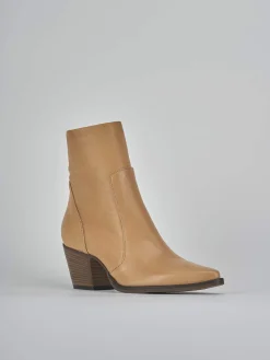 Stivaletti tacco 7cm pelle marrone