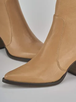 Stivaletti tacco 7cm pelle marrone