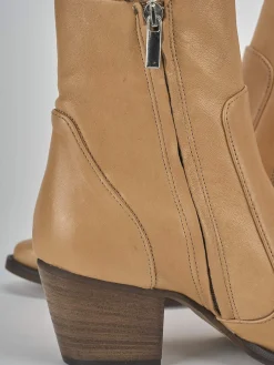 Stivaletti tacco 7cm pelle marrone