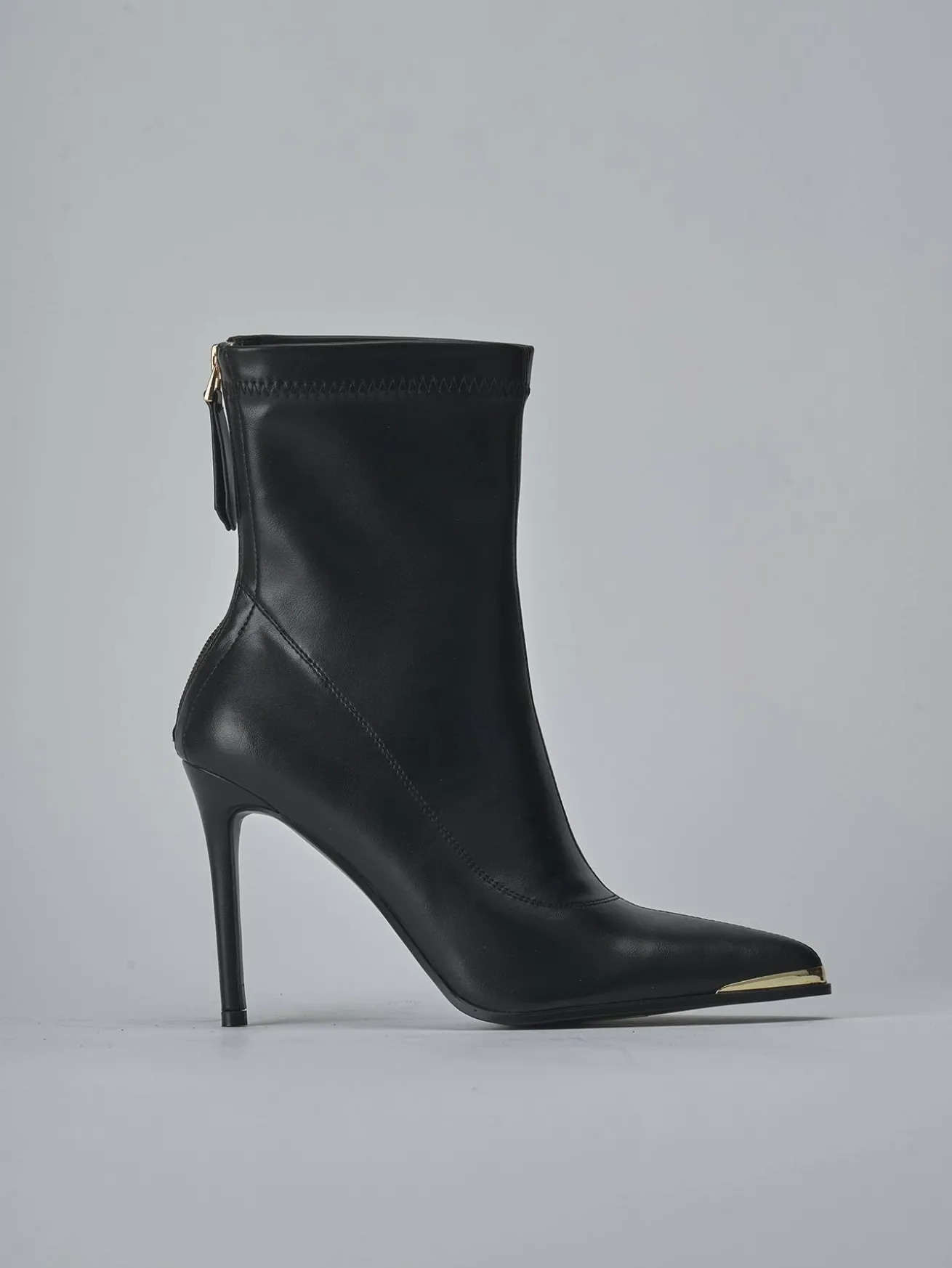 Stivaletti tacco 10cm pelle sostenibile nero