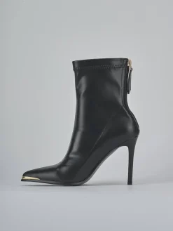 Stivaletti tacco 10cm pelle sostenibile nero