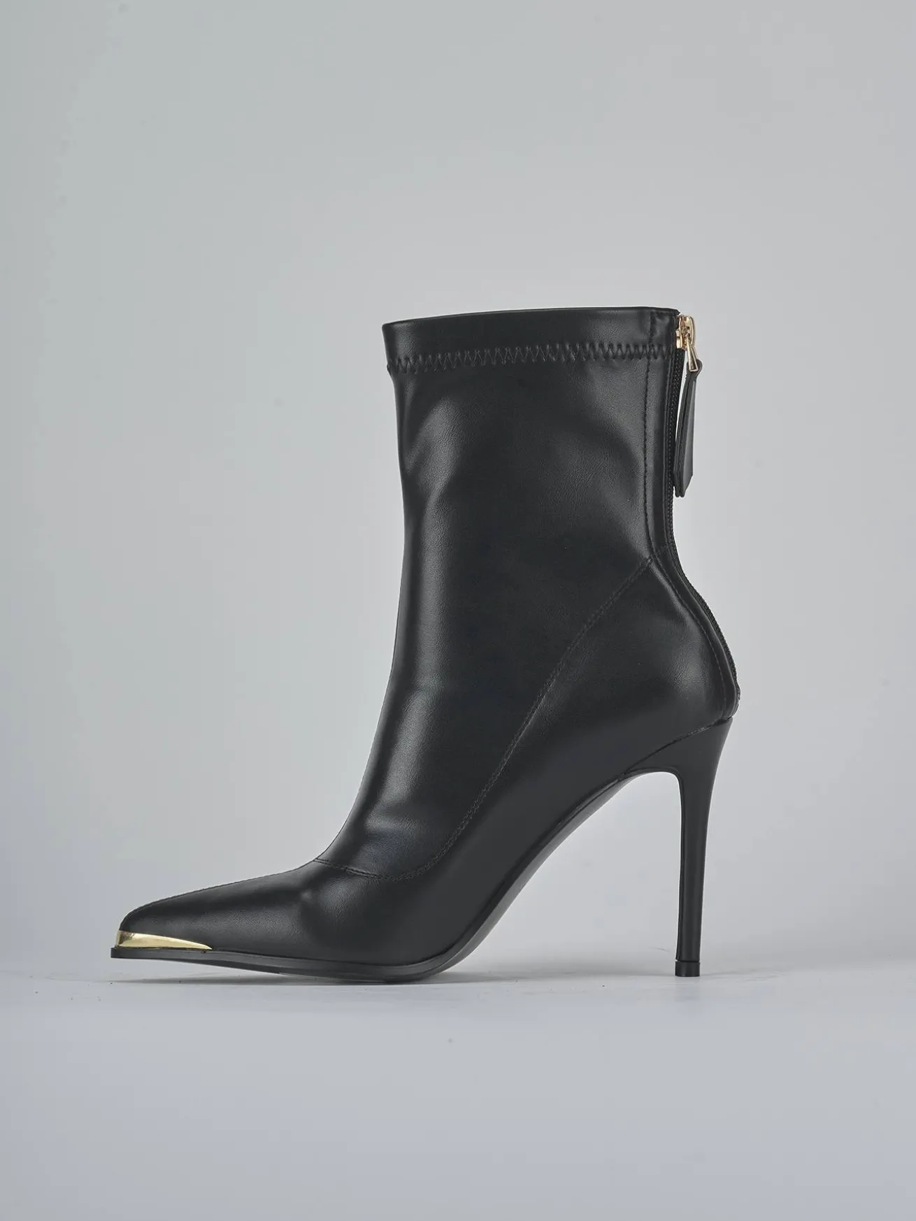 Stivaletti tacco 10cm pelle sostenibile nero