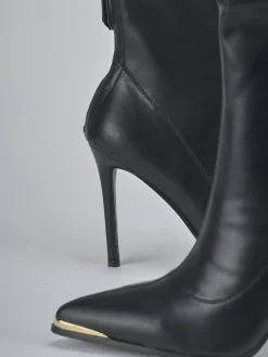 Stivaletti tacco 10cm pelle sostenibile nero