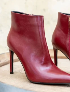 Stivaletti tacco 11cm pelle sostenibile rosso