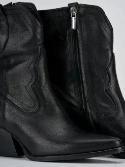 Stivaletti tacco 7cm pelle nero