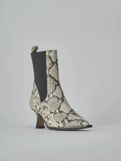 Stivaletti tacco 5cm pitone beige