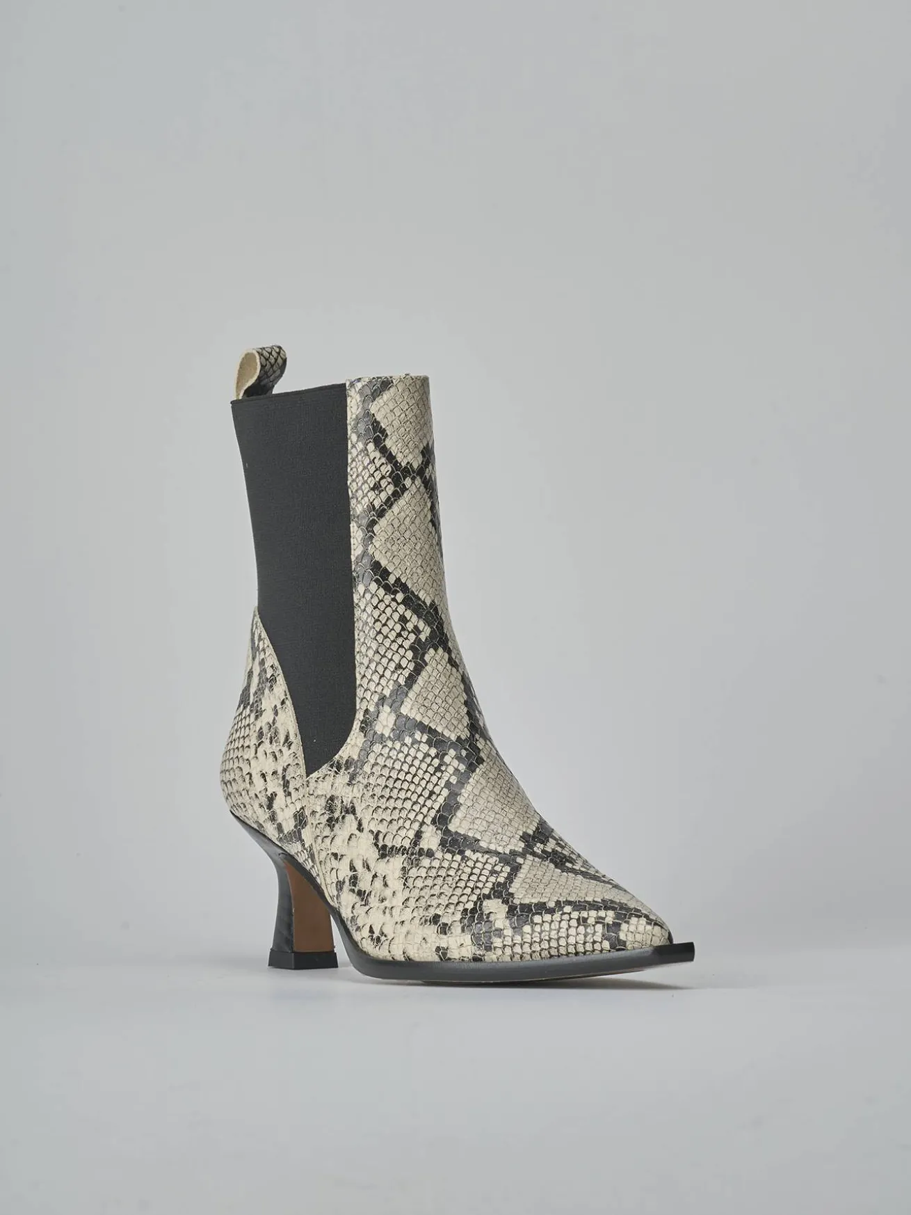 Stivaletti tacco 5cm pitone beige