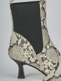 Stivaletti tacco 5cm pitone beige