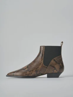 Stivaletti tacco 2cm pitone marrone