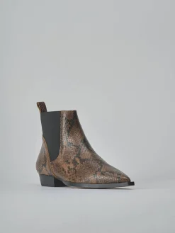 Stivaletti tacco 2cm pitone marrone