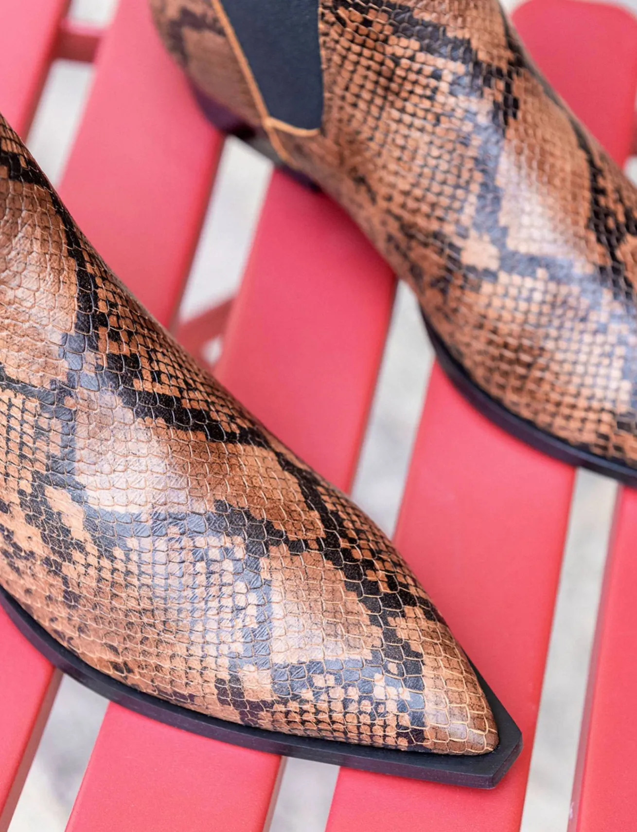 Stivaletti tacco 2cm pitone marrone