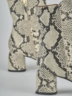Stivaletti tacco 6cm pitone beige