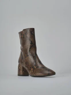 Stivaletti tacco 6cm pitone marrone