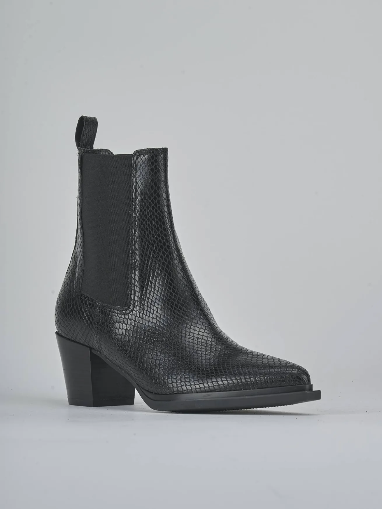 Stivaletti tacco 6cm pitone nero