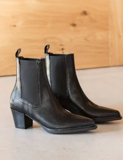 Stivaletti tacco 6cm pitone nero