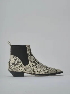 Stivaletti tacco 2cm pitone beige