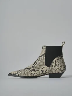 Stivaletti tacco 2cm pitone beige