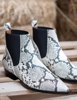 Stivaletti tacco 2cm pitone beige