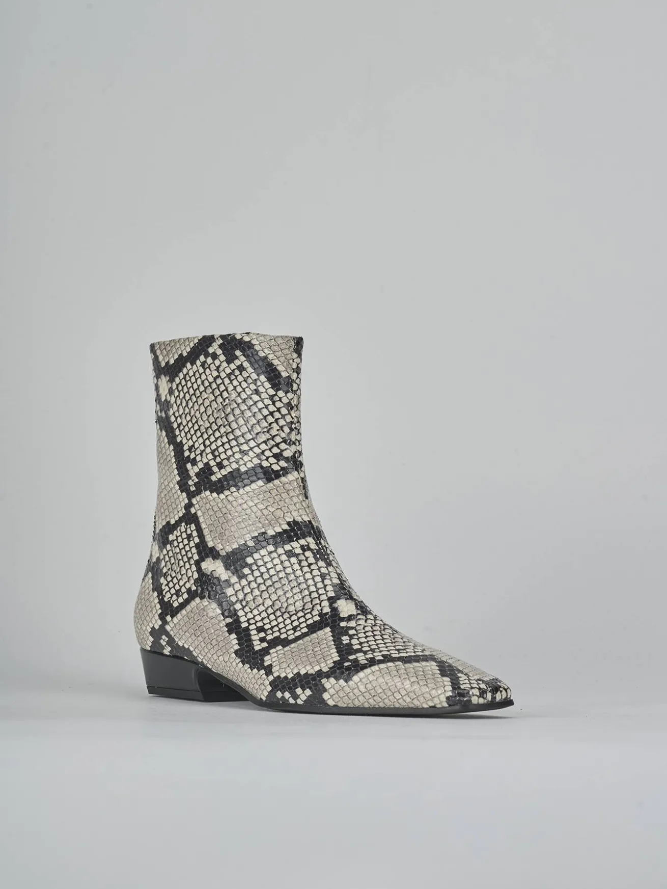 Stivaletti tacco 3cm pitone beige