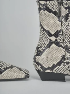 Stivaletti tacco 3cm pitone beige