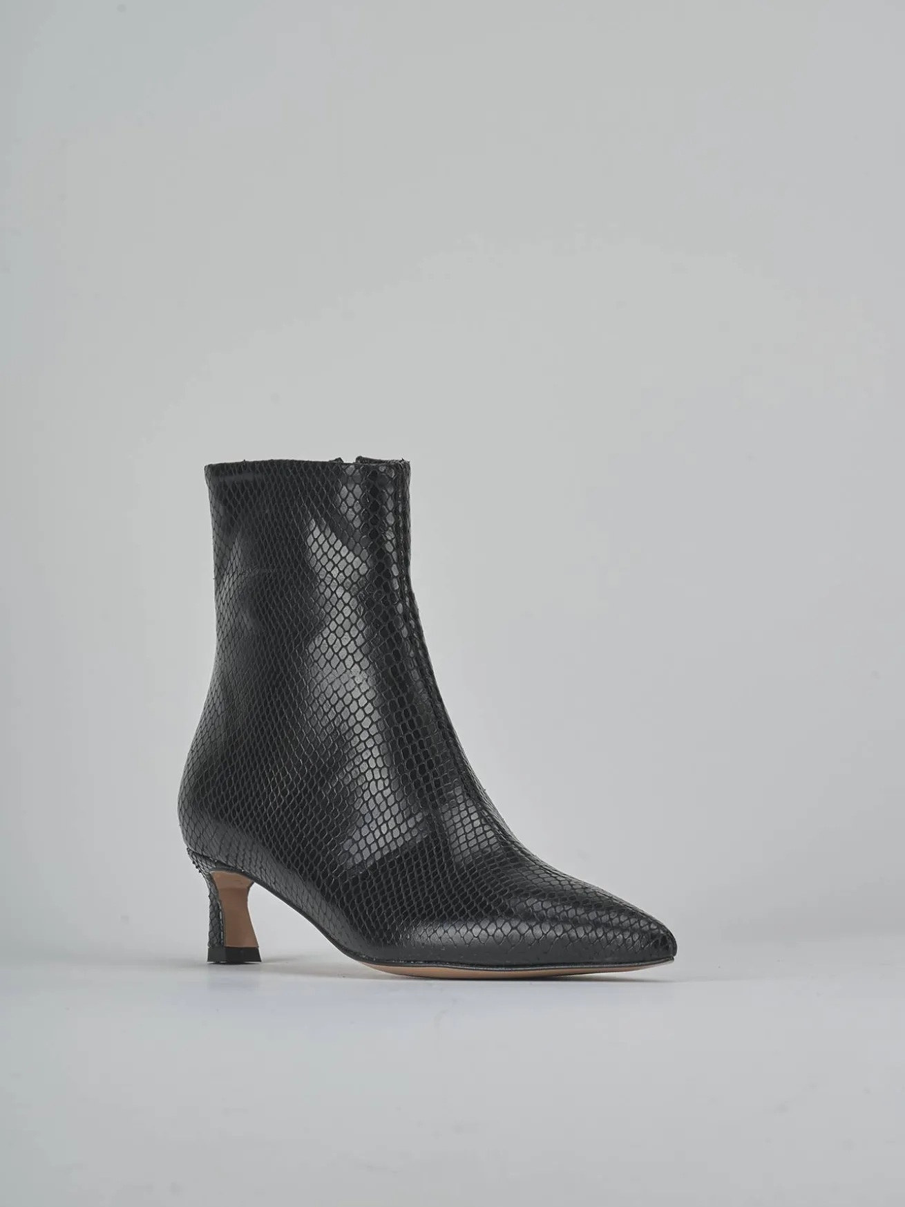 Stivaletti tacco 5cm pitone nero