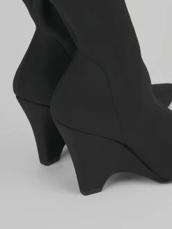 Stivaletti tacco 9cm tessuto nero