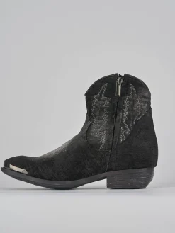 Stivaletti tacco 2cm velluto nero