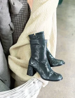 Stivaletti tacco 5cm vernice verde