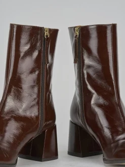 Stivaletti tacco 5cm vernice testa