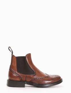 Stivaletto con tacco 3cm cuoio