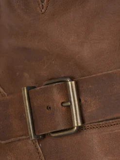 Stivaletto tacco 2 cm marrone pelle