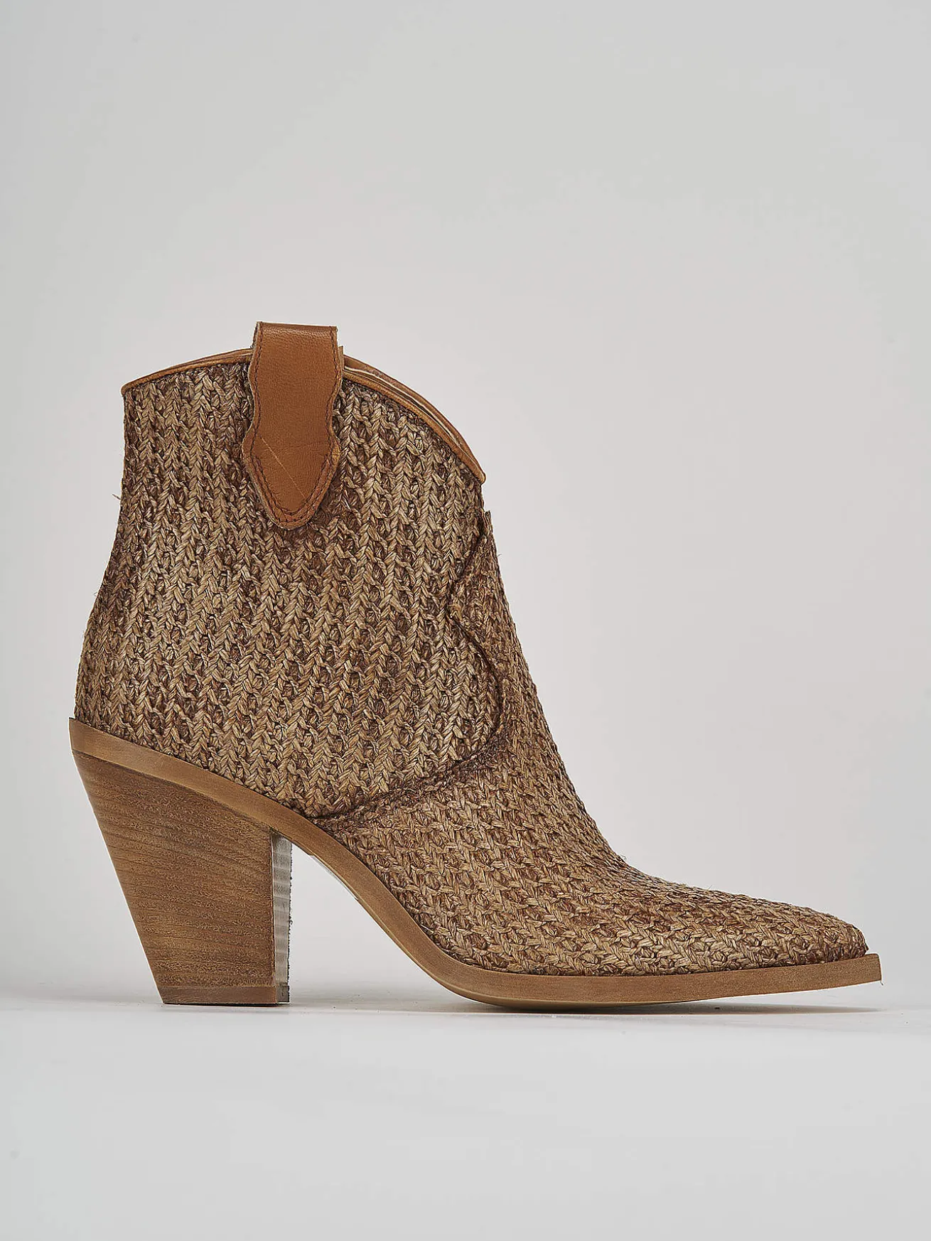 Stivaletto texano tacco 7 cm marrone pelle