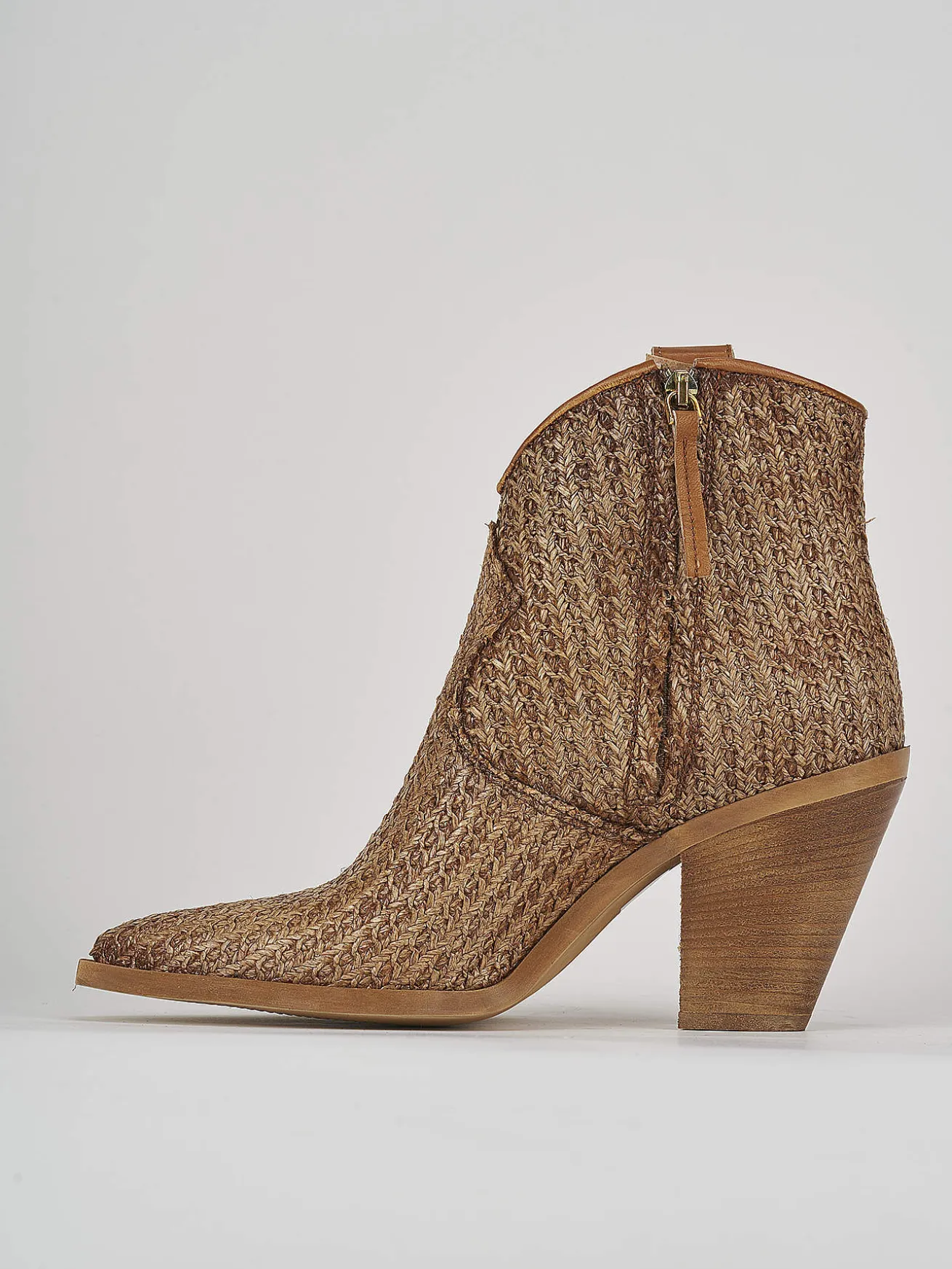 Stivaletto texano tacco 7 cm marrone pelle